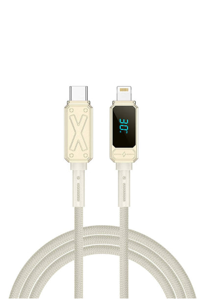 Wiwu Titan Serisi Lightning to Type-C PD 30W LED Şarj ve Data Kablosu 1.2M Krem