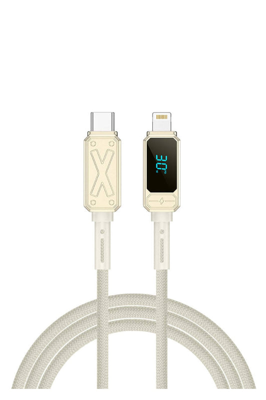 Wiwu Titan Serisi Lightning to Type-C PD 30W LED Şarj ve Data Kablosu 1.2M Krem