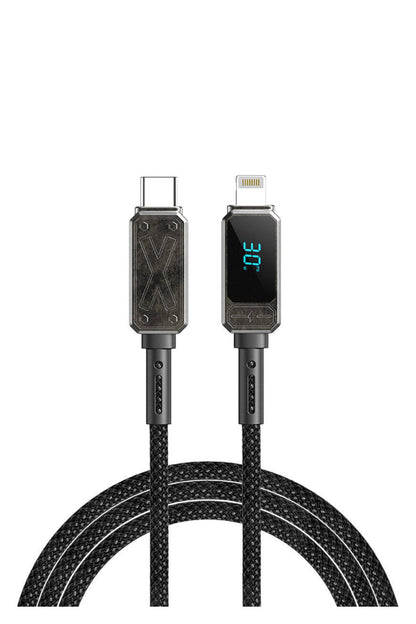 Wiwu Titan Serisi Lightning to Type-C PD 30W LED Şarj ve Data Kablosu 1.2M Siyah
