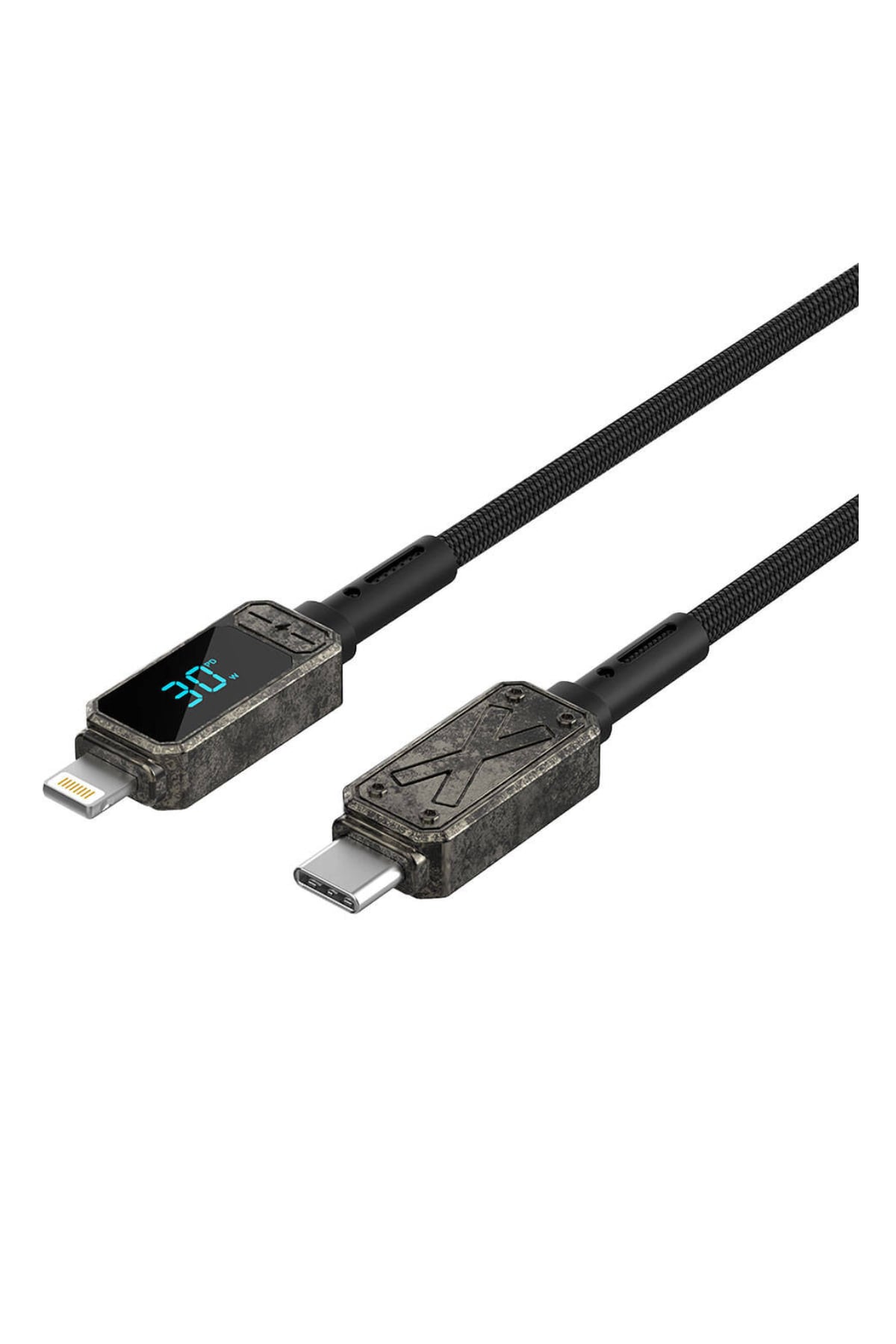 Wiwu Titan Serisi Lightning to Type-C PD 30W LED Şarj ve Data Kablosu 1.2M Siyah