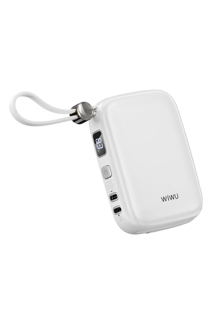 Wiwu Wi-P042 Monaco Serisi Lightning ve Type-C Kablolu Dijital LED Göstergeli Askılı Powerbank 10000mAh