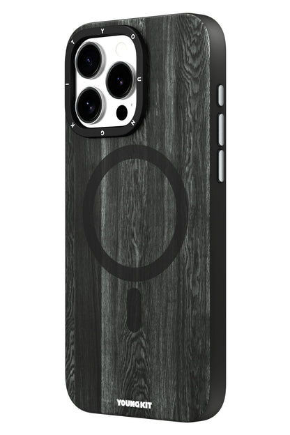 Youngkit Wood Forest iPhone 15 Pro Magsafe Uyumlu Kılıf Siyah