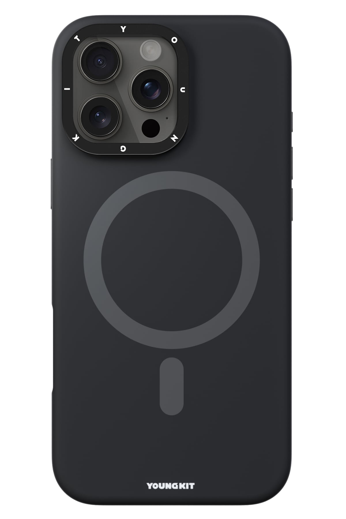 Youngkit Bitty Cream iPhone 16 Pro Max Magsafe Uyumlu Standlı Silikon Kılıf Siyah