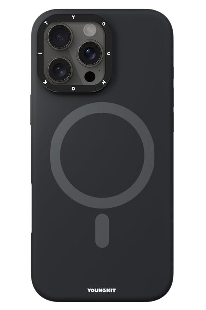 Youngkit Bitty Cream iPhone 16 Pro Max Magsafe Uyumlu Standlı Silikon Kılıf Siyah