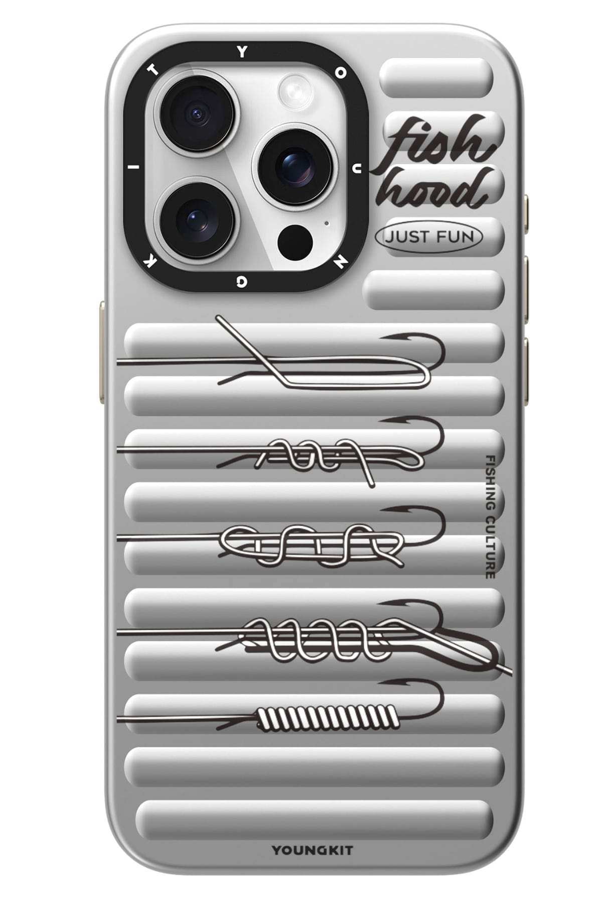 Youngkit Fishing iPhone 14 Pro Magsafe Uyumlu Kılıf Gri