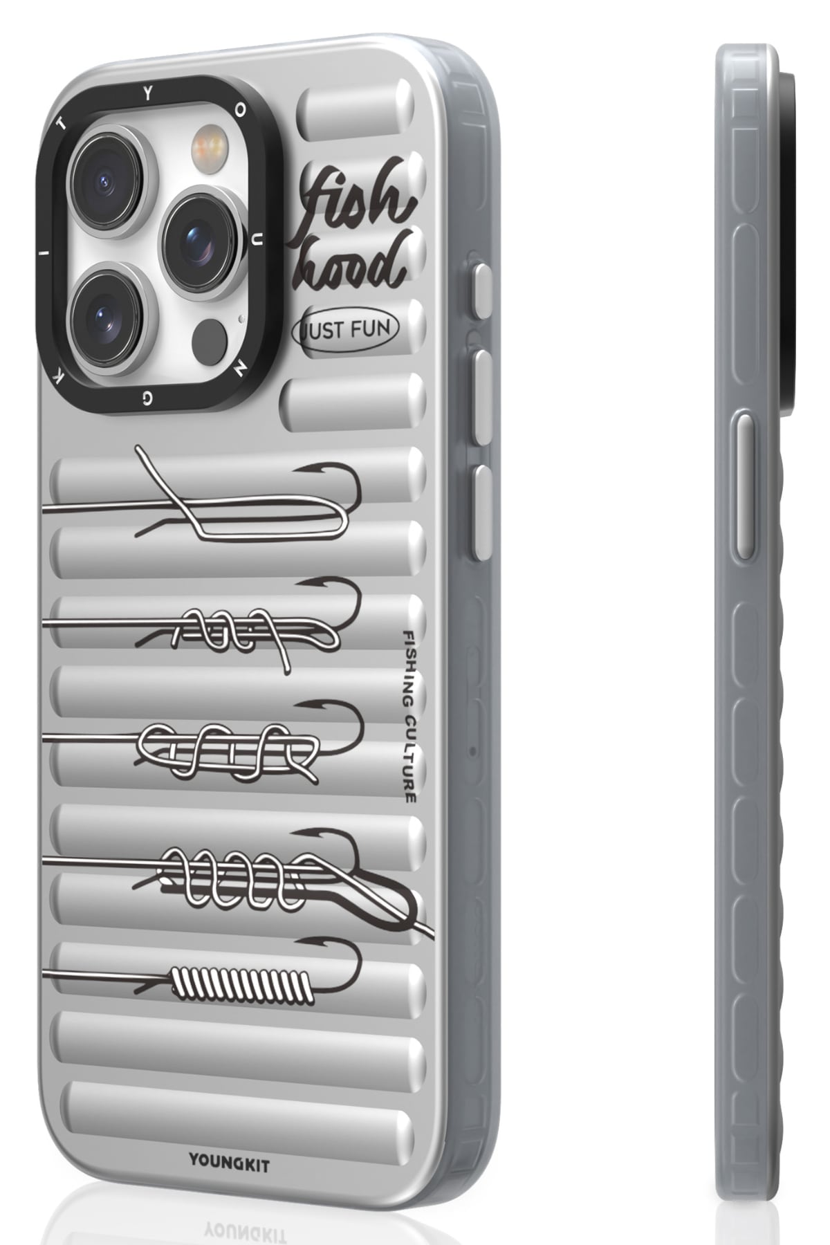 Youngkit Fishing iPhone 14 Pro Max Magsafe Uyumlu Kılıf Gri