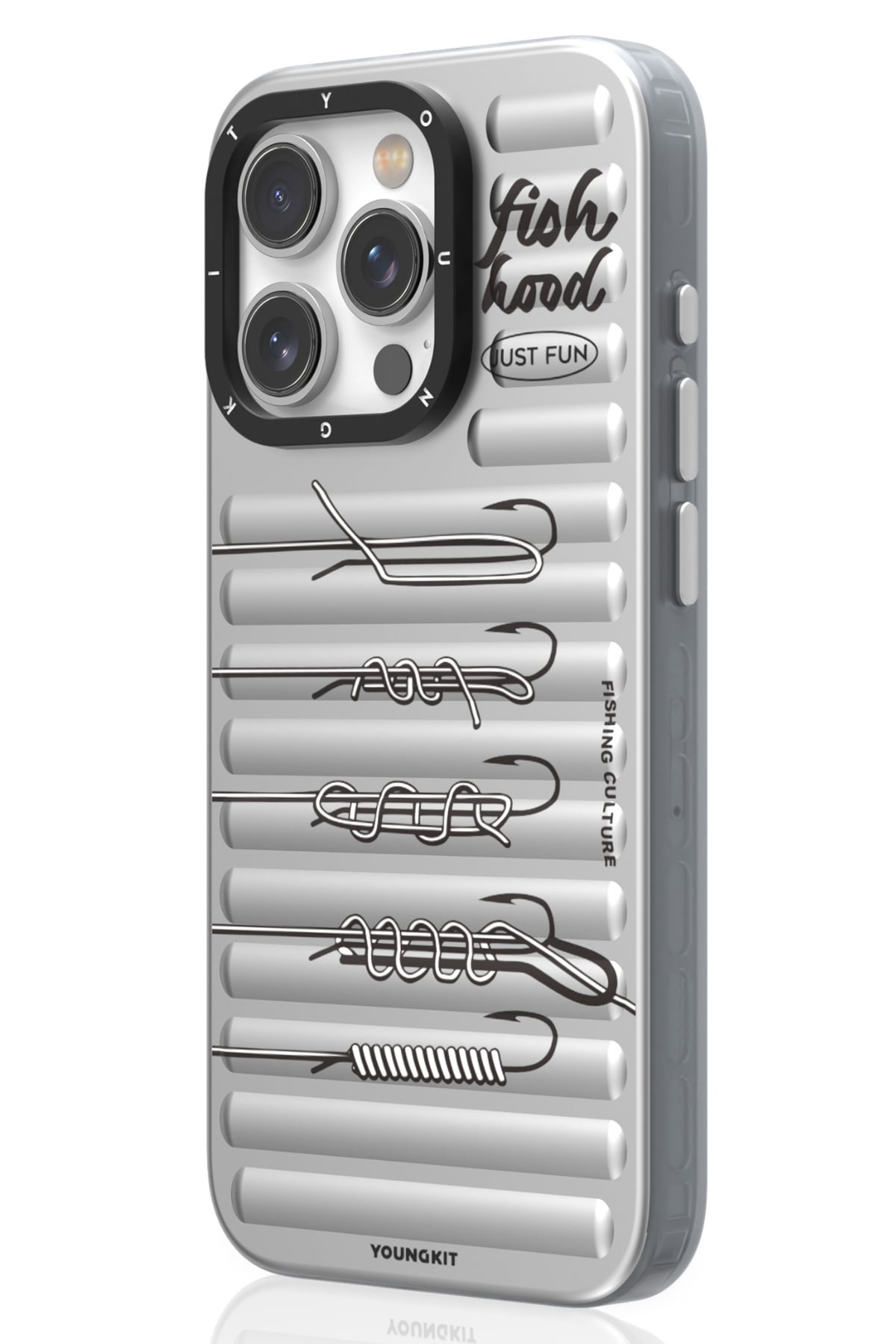 Youngkit Fishing iPhone 15 Pro Magsafe Uyumlu Kılıf Gri
