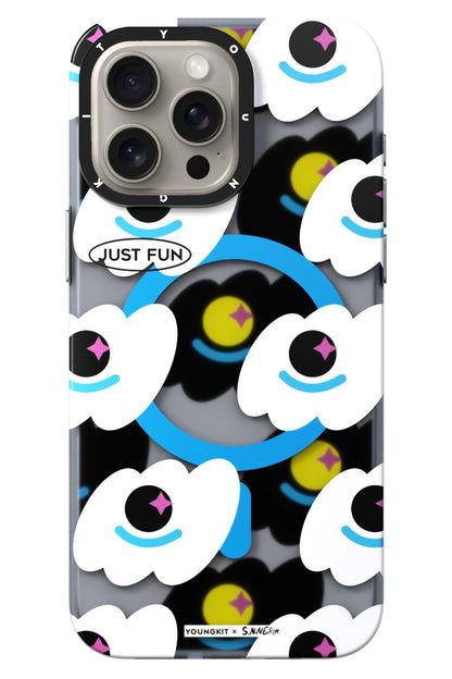 Youngkit Happy View iPhone 15 Pro Max Magsafe uyumlu Kılıf Mavi