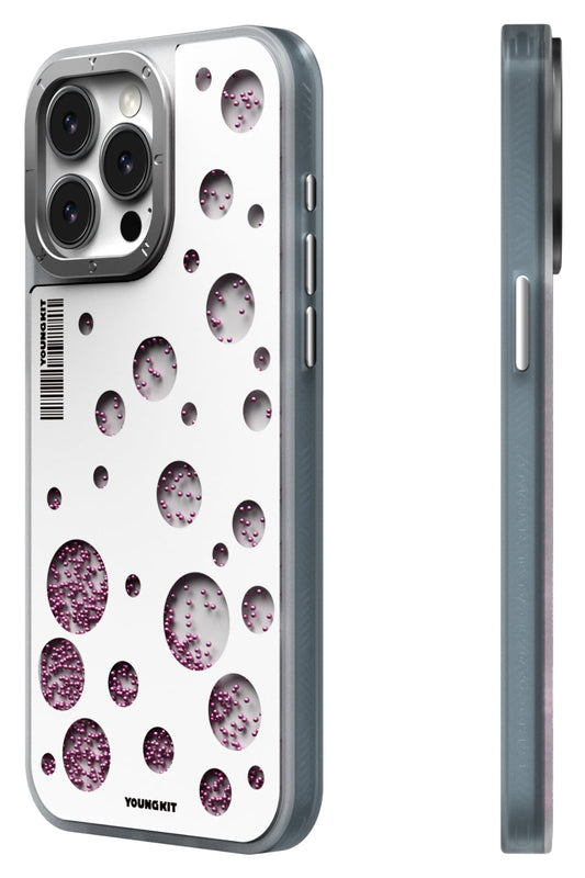 Youngkit Quicksand Beads iPhone 14 Pro Magsafe uyumlu Kılıf Beyaz