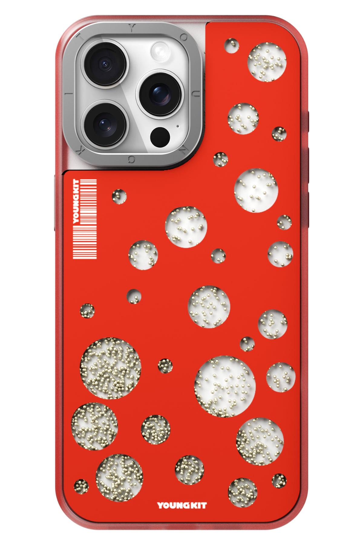 Youngkit Quicksand Beads iPhone 14 Pro Magsafe uyumlu Kılıf Kırmızı