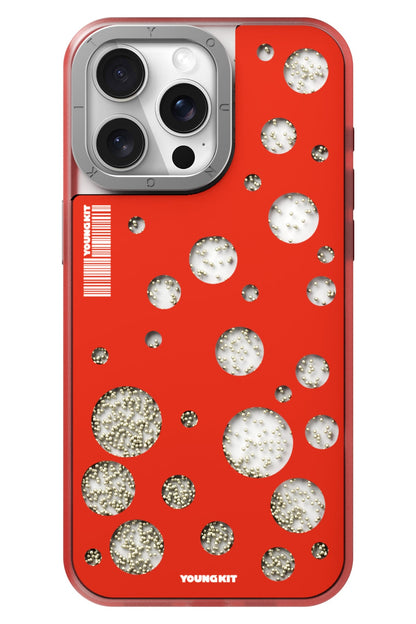 Youngkit Quicksand Beads iPhone 14 Pro Magsafe uyumlu Kılıf Kırmızı