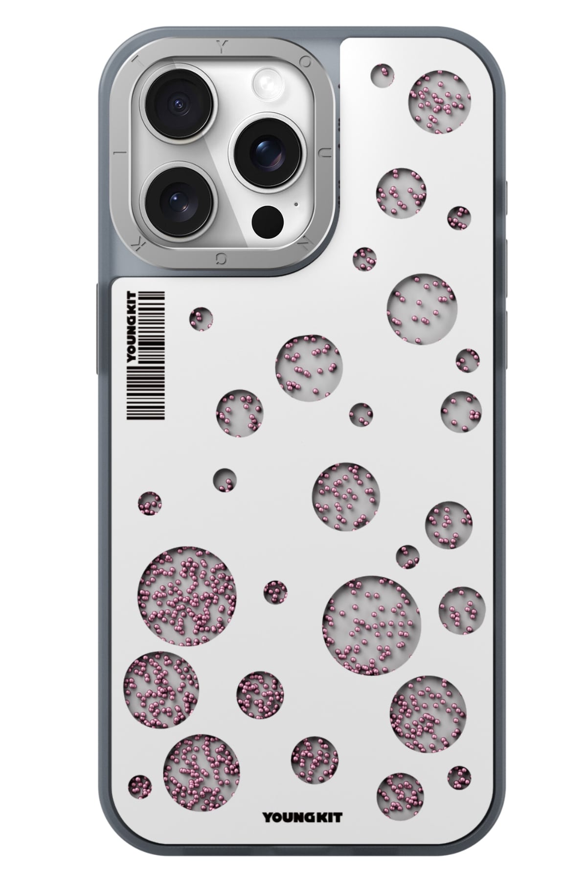 Youngkit Quicksand Beads iPhone 14 Pro Max Magsafe uyumlu Kılıf Beyaz