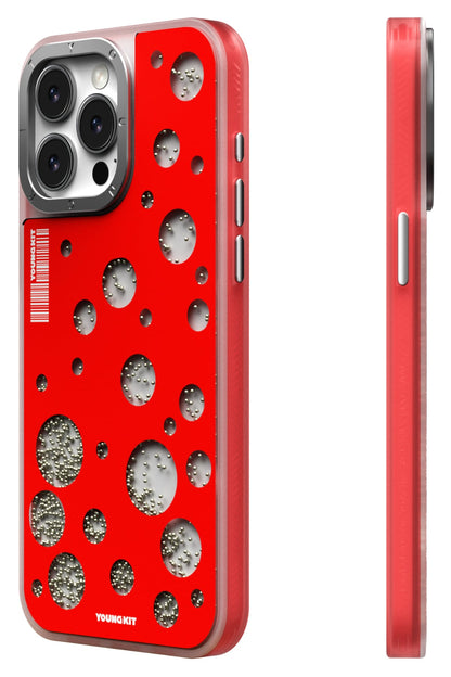 Youngkit Quicksand Beads iPhone 14 Pro Max Magsafe uyumlu Kılıf Kırmızı