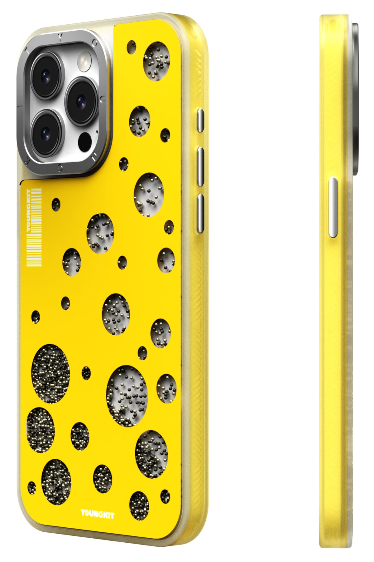 Youngkit Quicksand Beads iPhone 14 Pro Max Magsafe uyumlu Kılıf Sarı