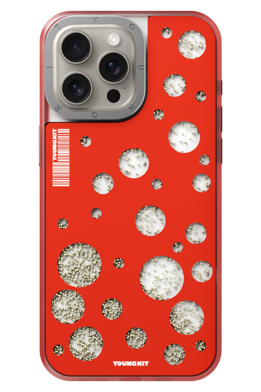 Youngkit Quicksand Beads iPhone 15 Pro Magsafe uyumlu Kılıf Kırmızı