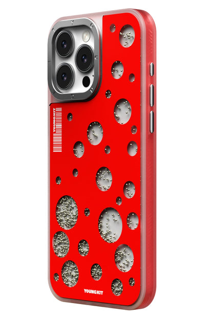 Youngkit Quicksand Beads iPhone 15 Pro Magsafe uyumlu Kılıf Kırmızı