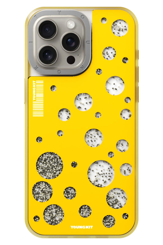 Youngkit Quicksand Beads iPhone 15 Pro Max Magsafe uyumlu Kılıf Sarı
