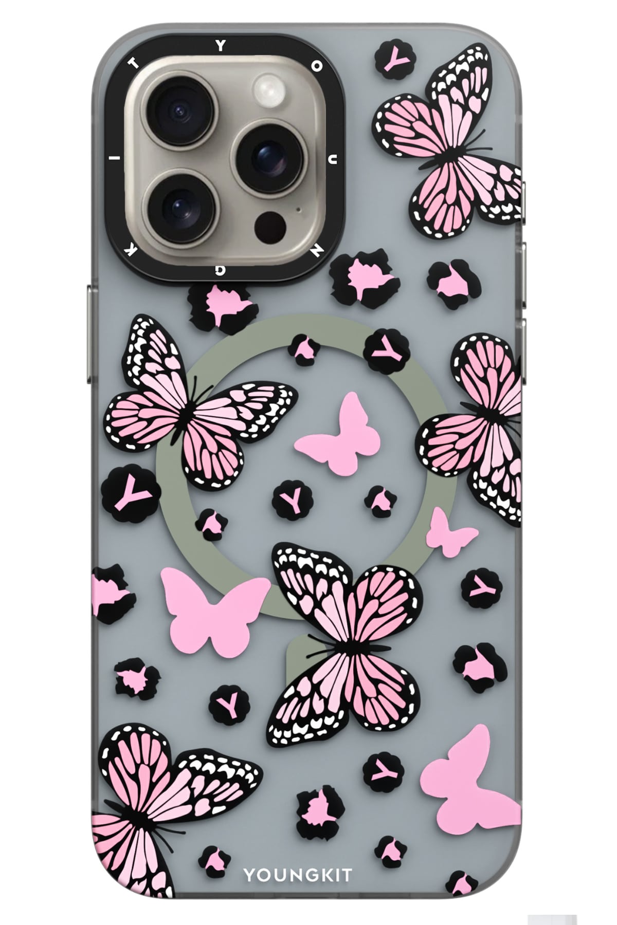 Youngkit Shadow Dance iPhone 15 Pro Magsafe uyumlu Kılıf Pembe